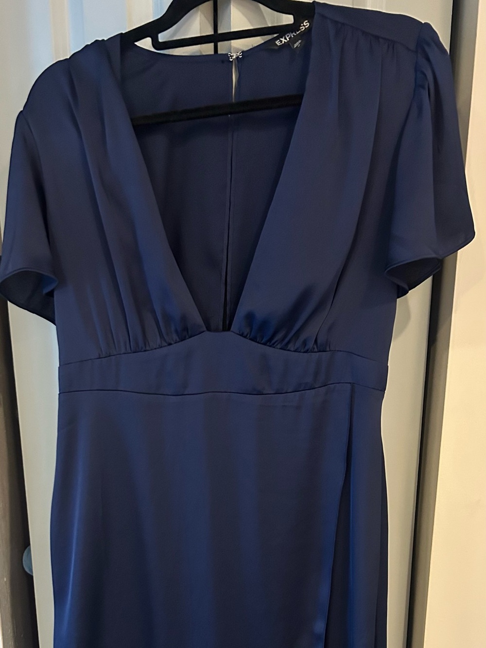 Express Navy V-Neck Short Sleeve Dress